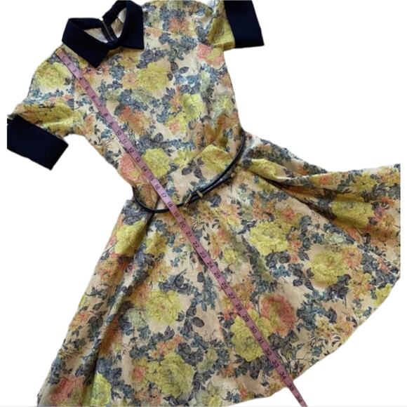 Closet London floral retro‎ inspired collared belted skater dress US size 6 New! - Picture 3 of 8